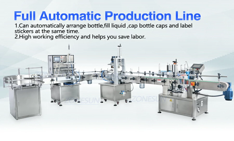 Línea automática de llenado de botellas de líquidos