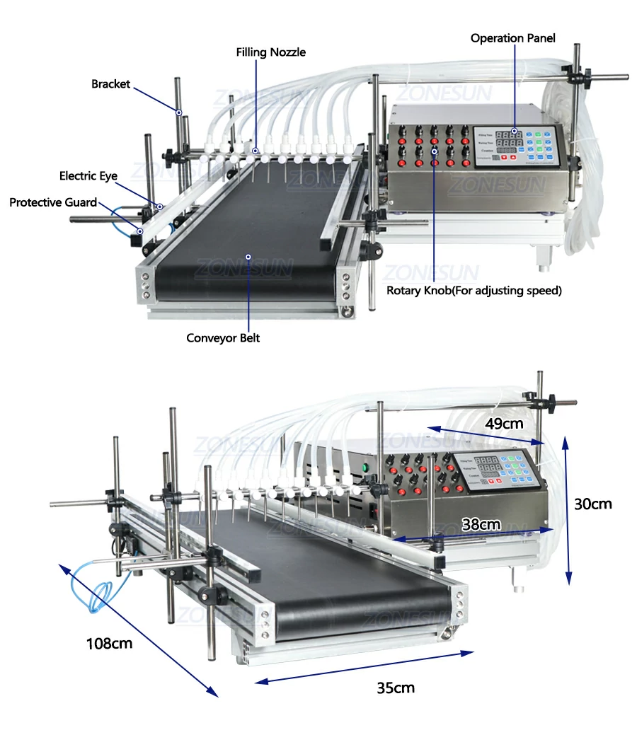 Diagram of small bottle filling machine