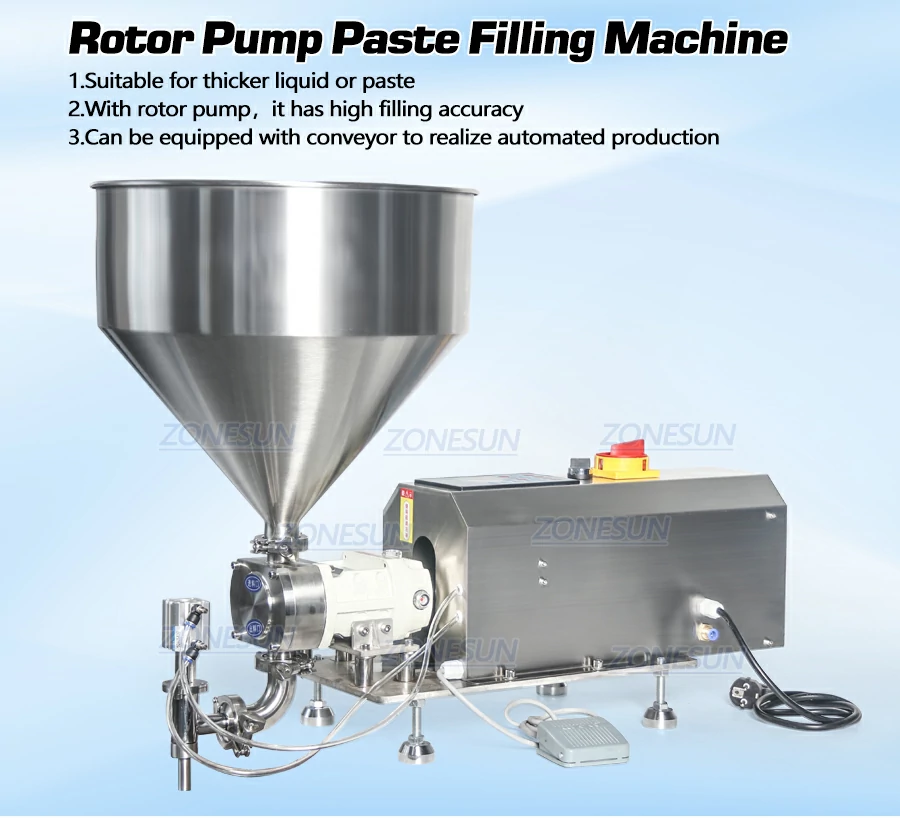 Máquina llenadora semiautomática de pasta espesa