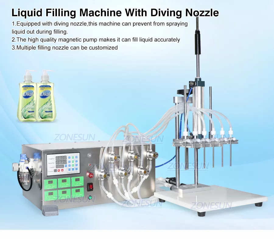 Mesin Pengisian Cairan Dengan Diving Nozzle