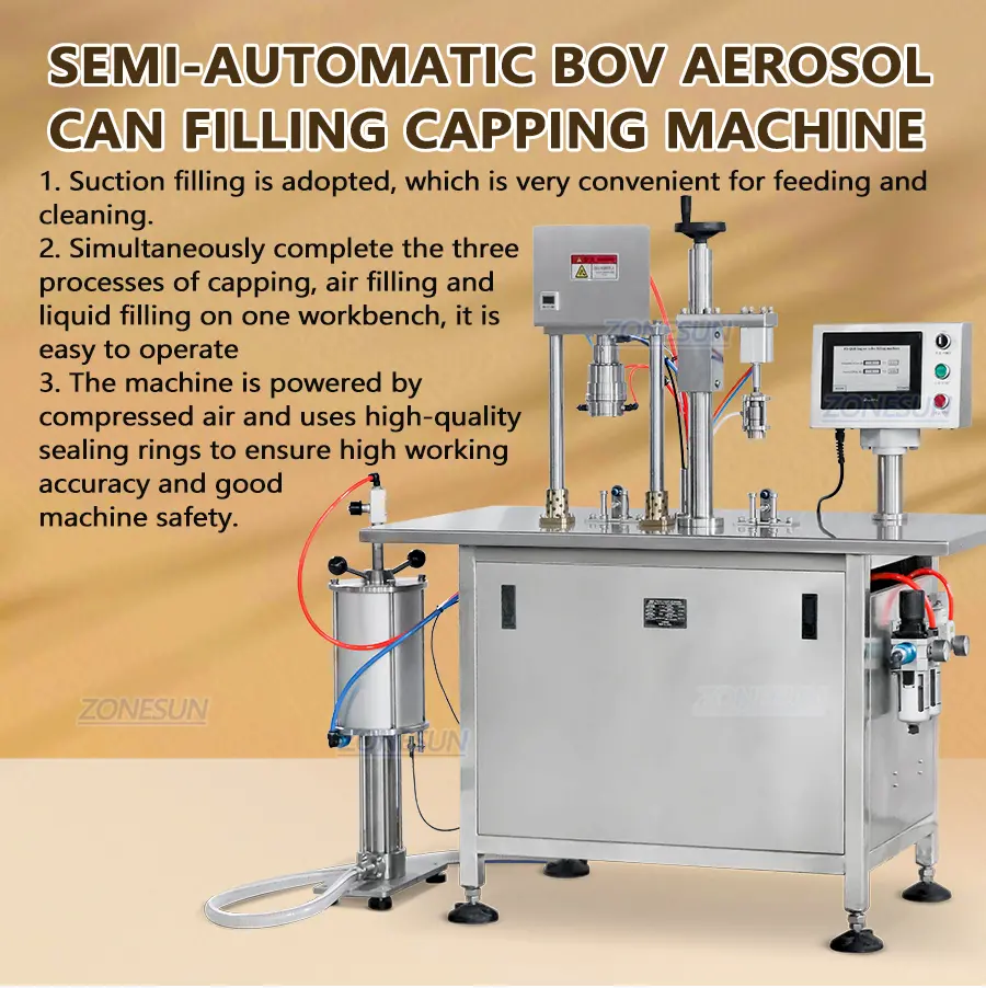 Llenadora de aerosol BOV semiautomática