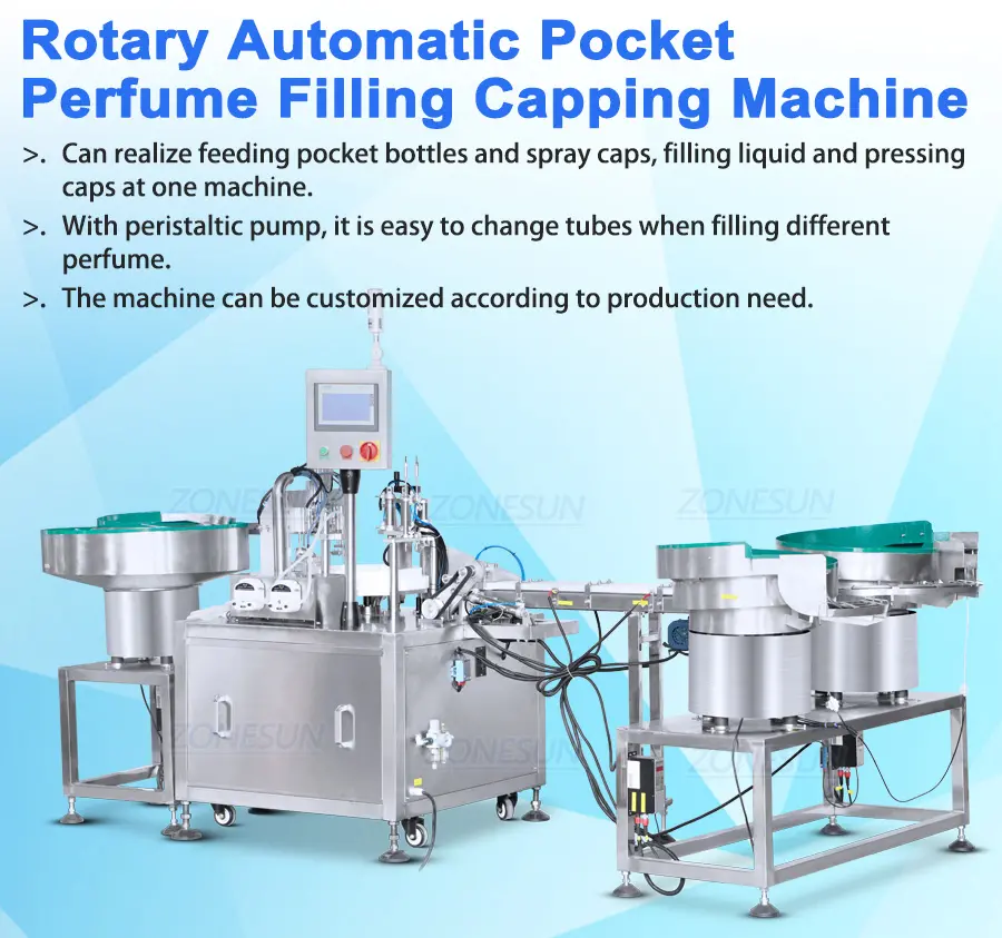 Máquina automática de llenado y tapado de botellas de spray de bolsillo