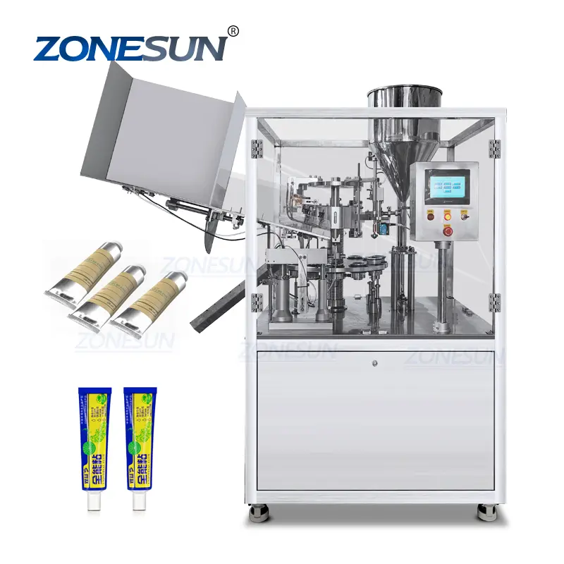 Máquina plegable de llenado y sellado de tubos de aluminio