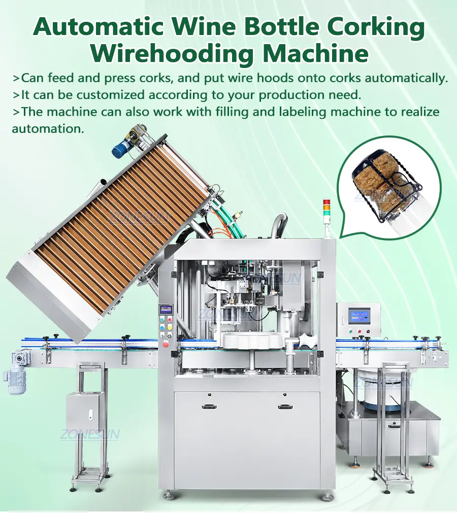 Mesin Penutup Corking Dan Wirehooding Botol Anggur Otomatis