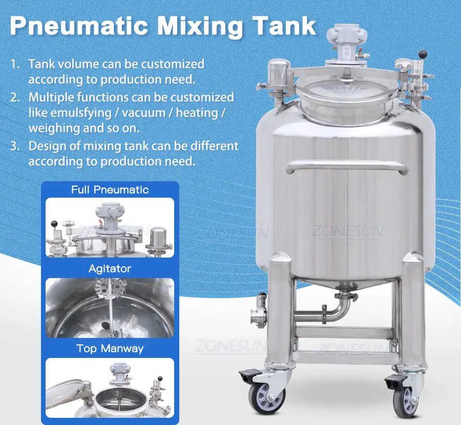 Stainless Steel Mixing Tank With Agitator