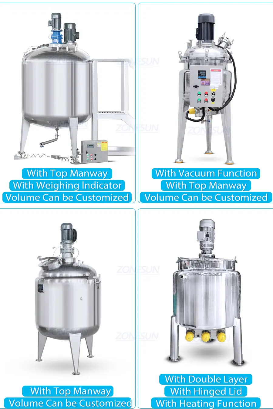 Differernt kinds of mixing vessel