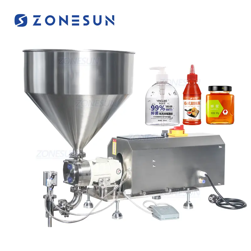 Máquina llenadora semiautomática de pasta espesa
