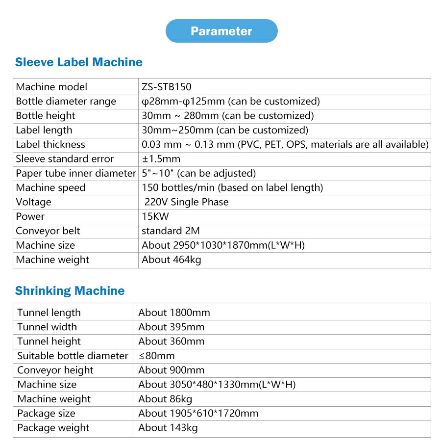 Parameter Of Automatic Shrink Sleeve Applicator