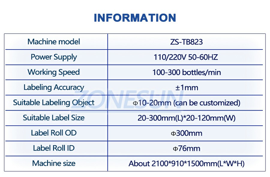 Parameter Of Small Vial Labeling Machine