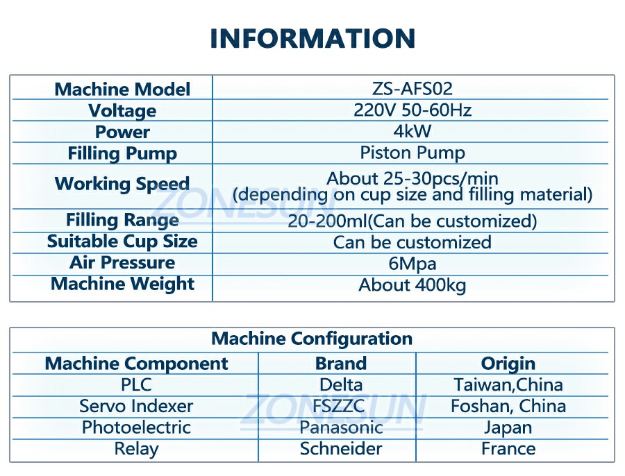 Parameter Of Cup Filling And Sealing Machine