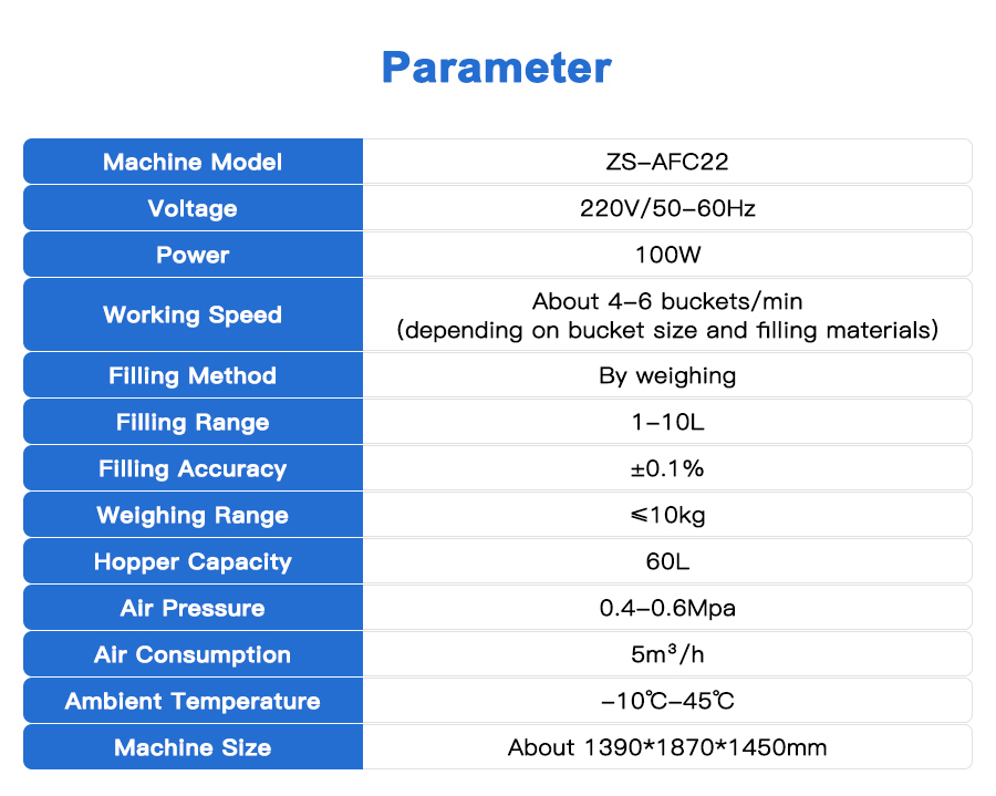 Parameter Of Paint Filling Machine