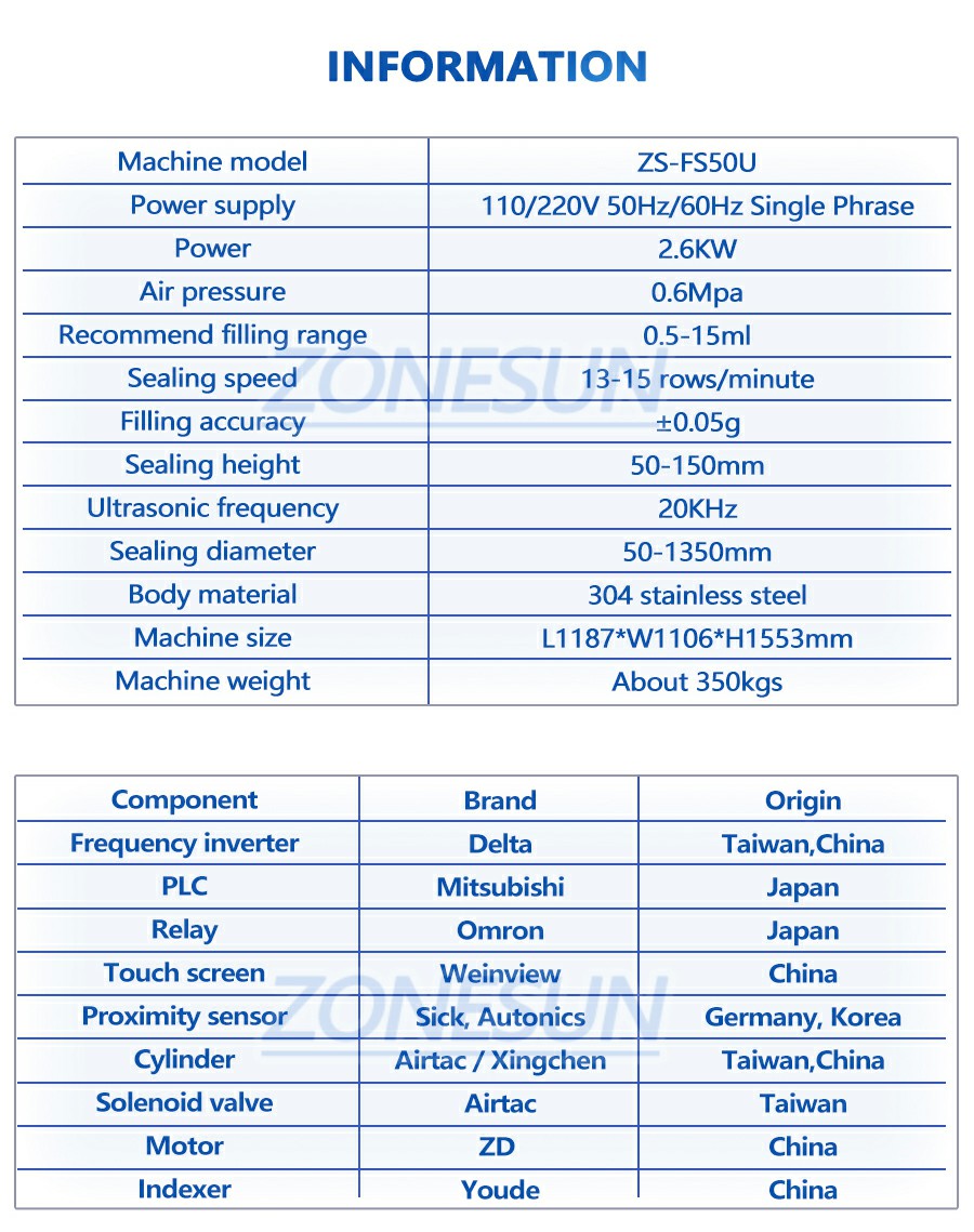 Parameter Of Single Dose Container Filling Machine