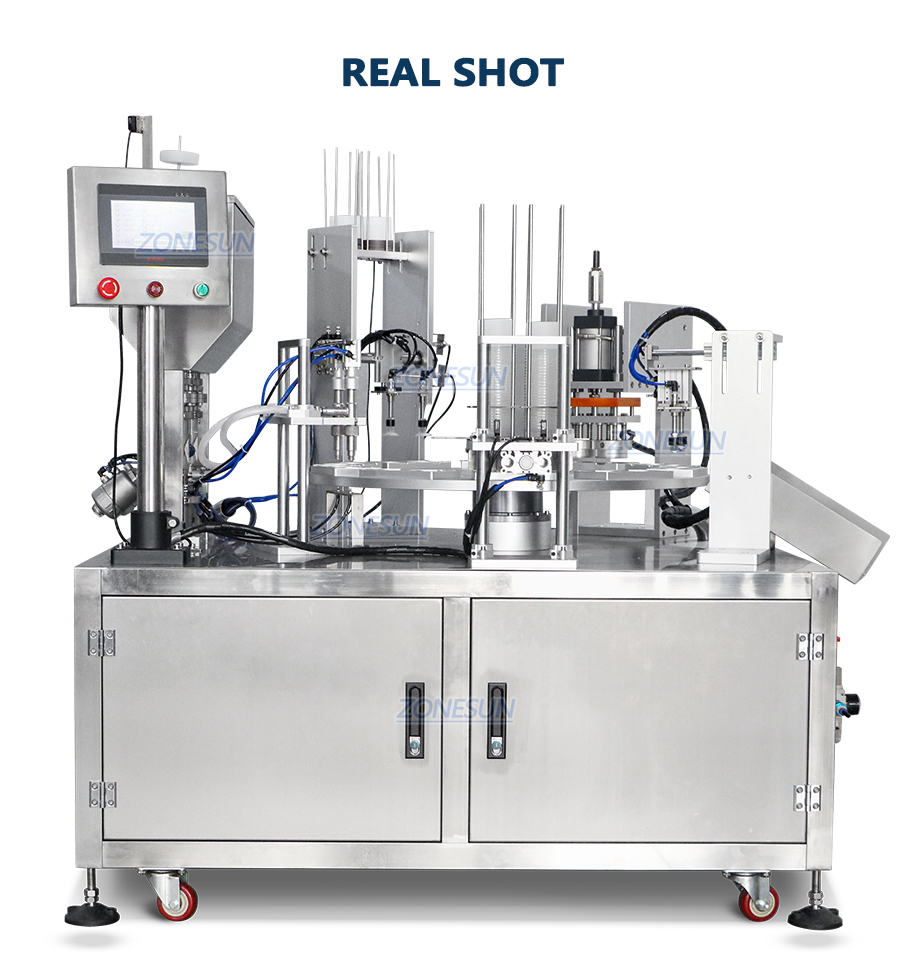 Real Shot Of Cup Filling And Sealing Machine
