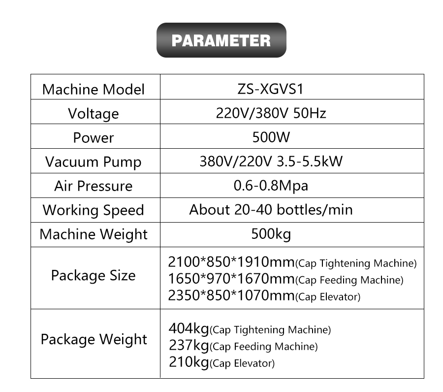 Parameter Of Glass Bottle Vacuum Capping Machine