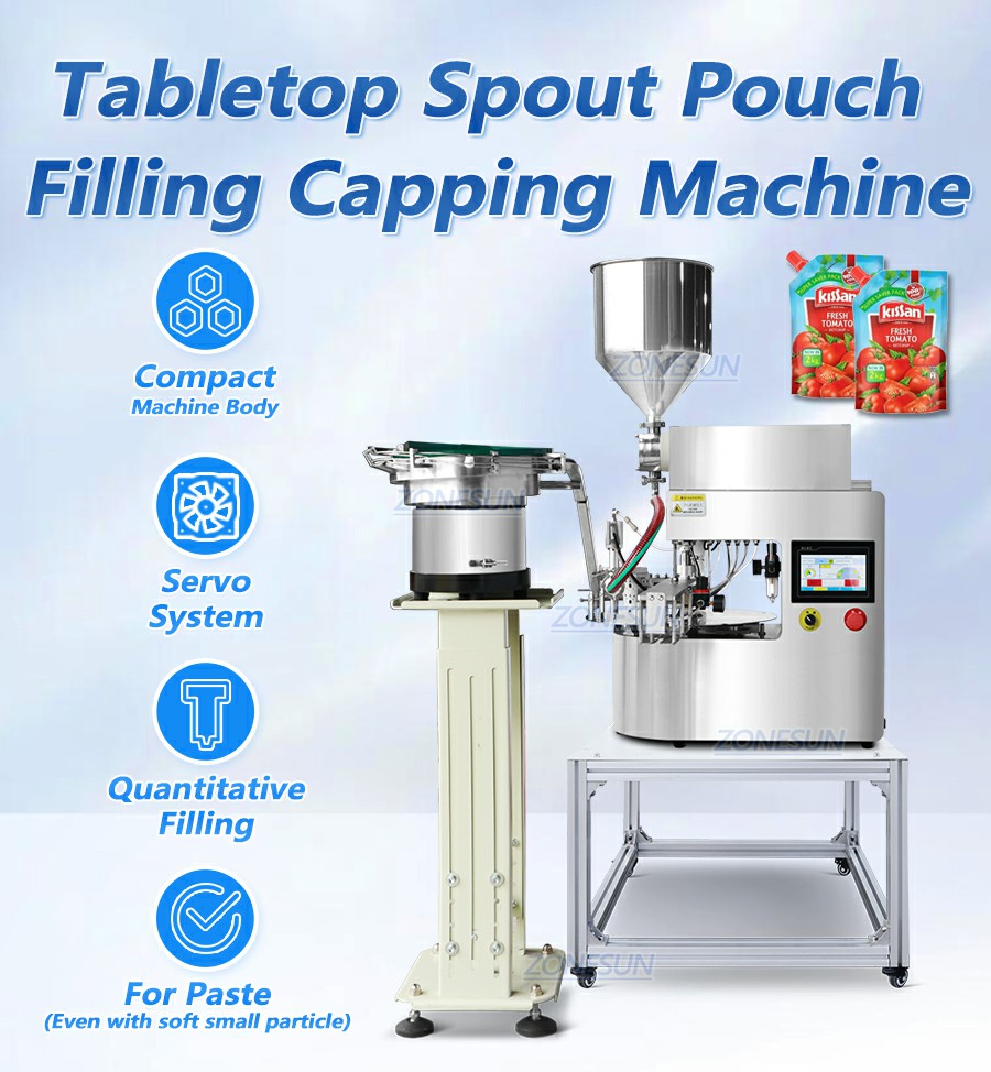 Compact Automatic Spout Pouch Filling And Capping Machine