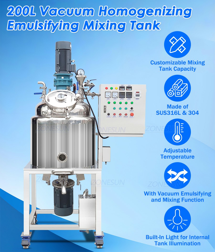 Tangki Pencampur Homogenizer Pengemulsi Vakum