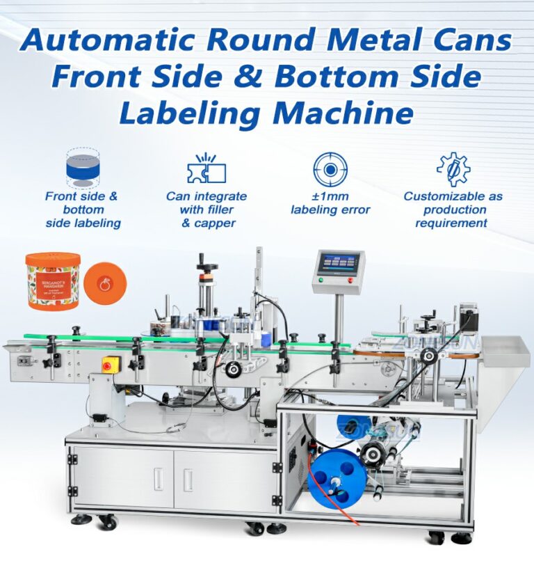 Round Bottle Labeling Machine With Bottom Label Applicator