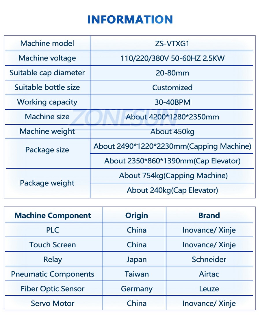 Parameter Of Canister Tracking Capping Machine
