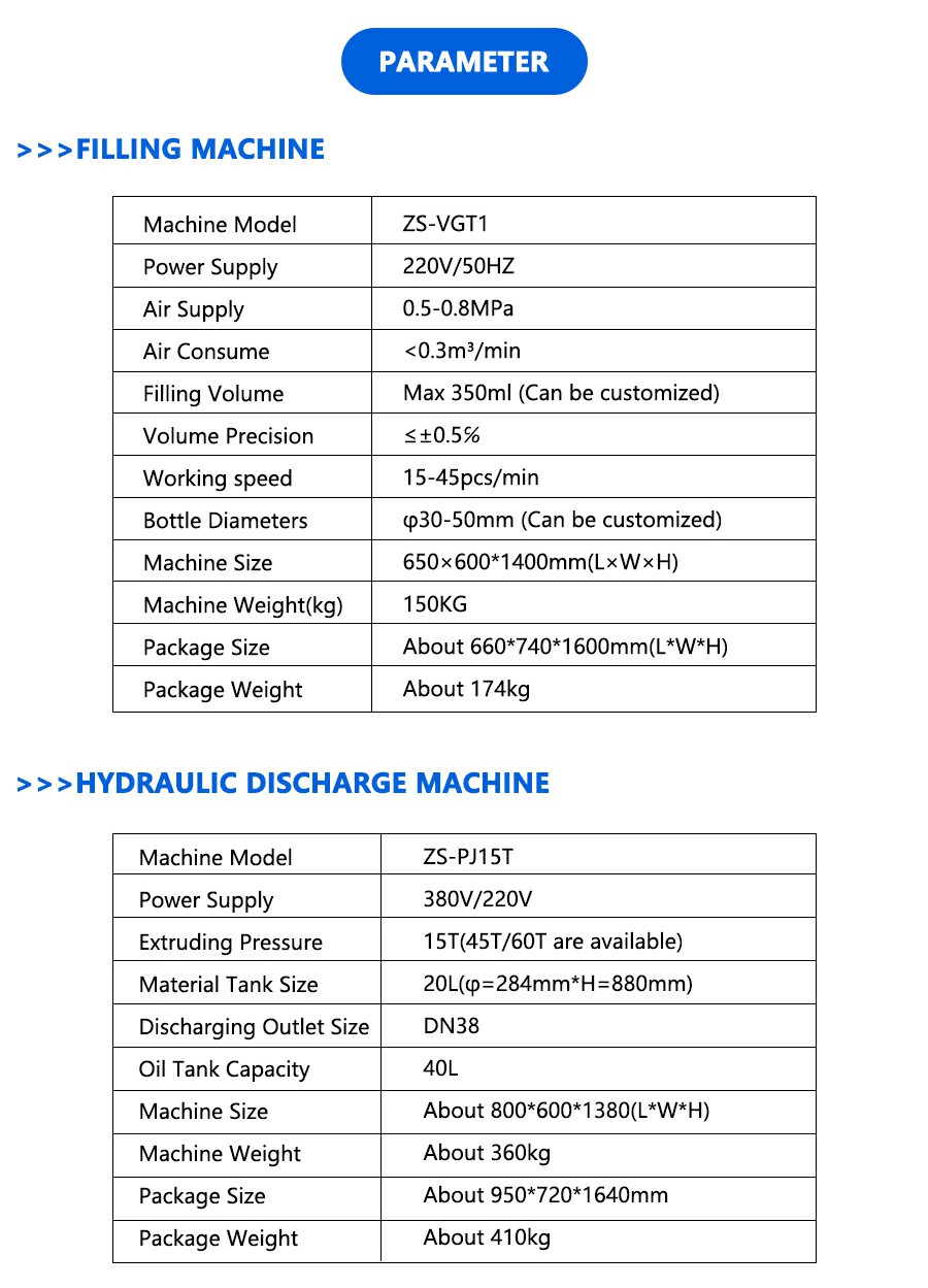 Parameter Of High Viscosity Filling Machine
