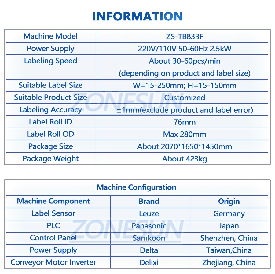 พารามิเตอร์ของเครื่องติดฉลากป้องกันการงัดแงะกล่อง