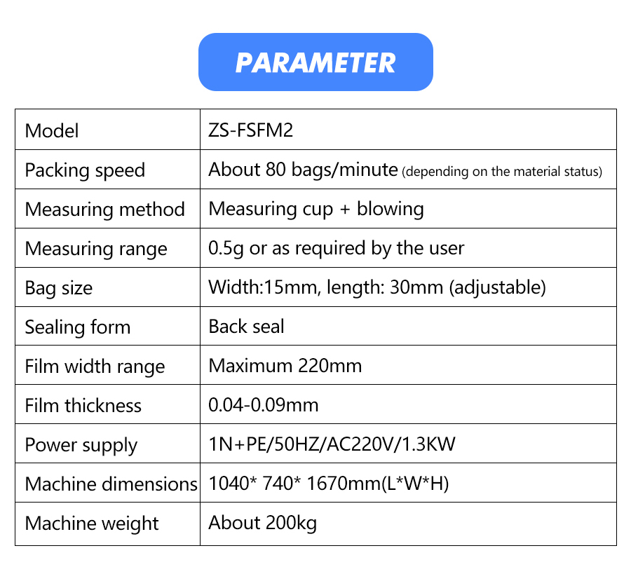 Parameter Of Pouch Filling Sealing Machine Parameter Of Pouch Filling Sealing Machine