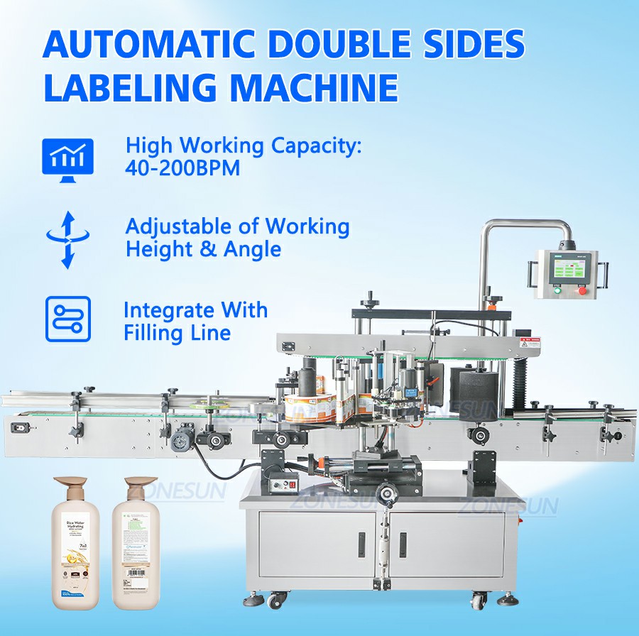 Máquina automática de etiquetado frontal y posterior para botes de aceite Máquina automática de etiquetado frontal y posterior para botes de aceite