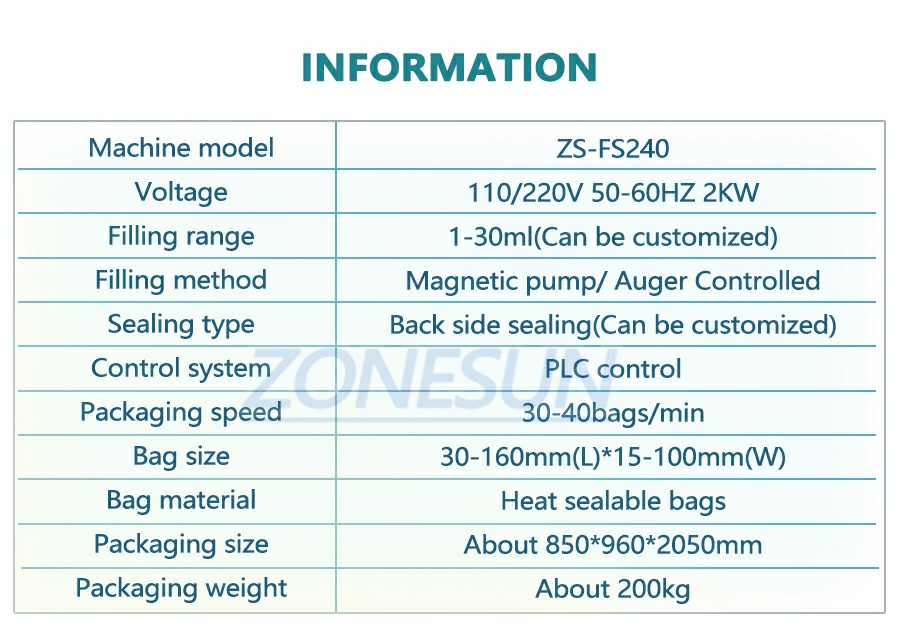 Parameter Of Stick Pack Packaging Machine Parameter Of Stick Pack Packaging Machine