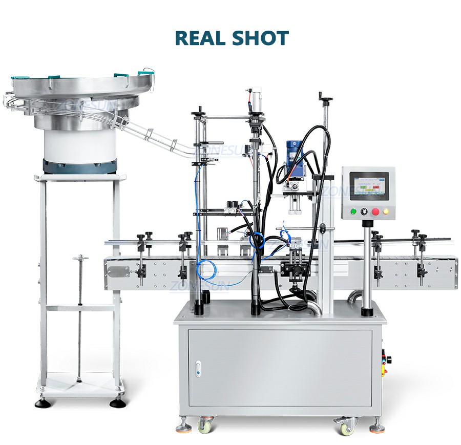 Máquina automática de taponado de gel de ducha con alimentador de tapones