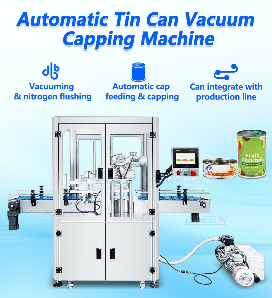 Selladora automática al vacío de latas de carne y fruta Selladora automática al vacío de latas de carne y fruta