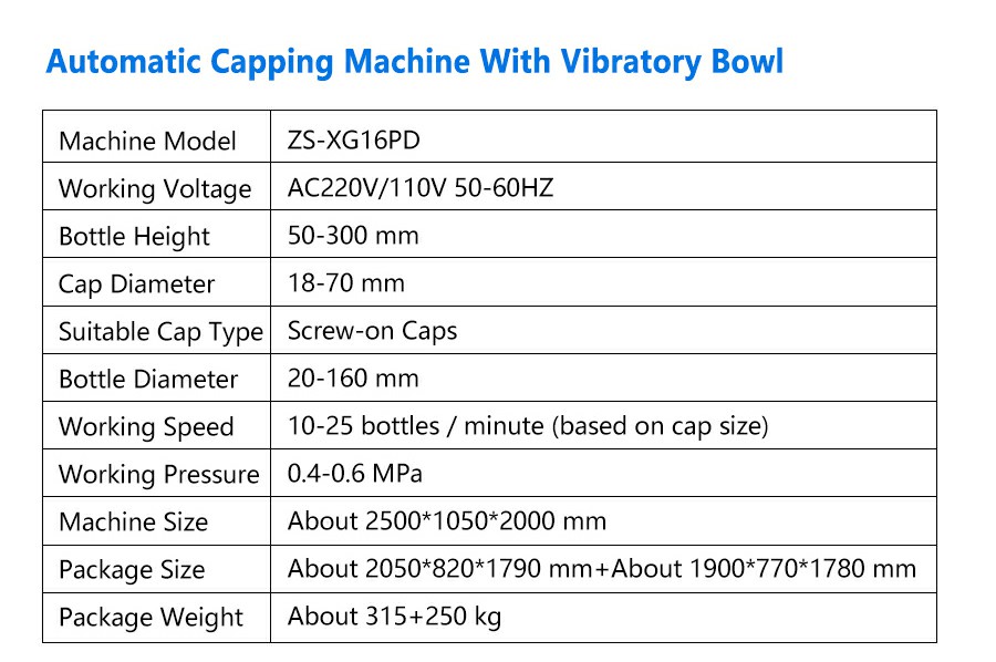 Parameter Of Automatic Capping Machine Parameter Of Automatic Capping Machine
