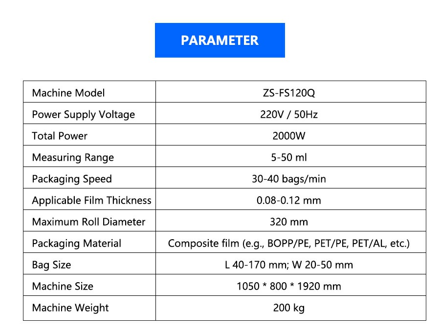 Parameter Of Servo Powder Sachet Packaging Machine Parameter Of Servo Powder Sachet Packaging Machine