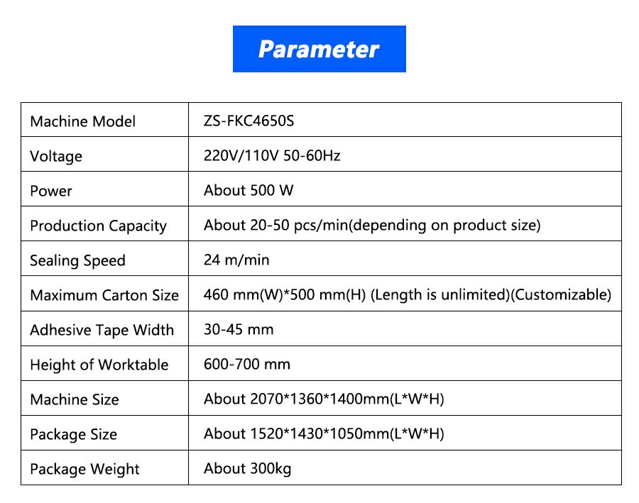 Parameter Of Case Tape Sealer And Labeler Parameter Of Case Tape Sealer And Labeler