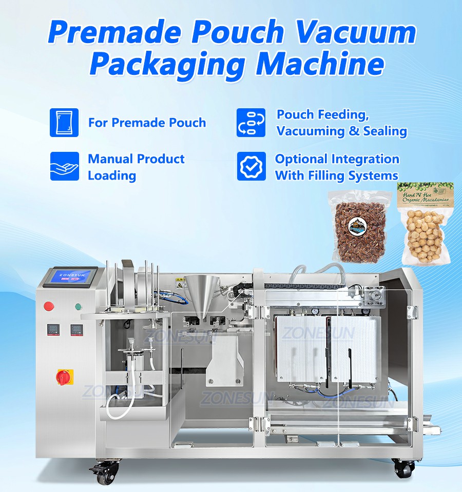 Automatic Food Pouch Filling And Vacuum Sealing Machine Automatic Food Pouch Filling And Vacuum Sealing Machine