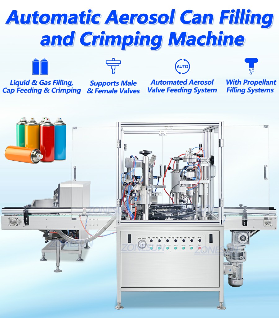 Máquina automática de llenado y tapado de latas de aerosol Máquina automática de llenado y tapado de latas de aerosol