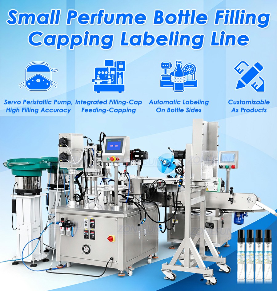 Mesin Pelabelan Capping Pengisian Semprotan Parfum Mini Otomatis Mesin Pelabelan Capping Pengisian Semprotan Parfum Mini Otomatis