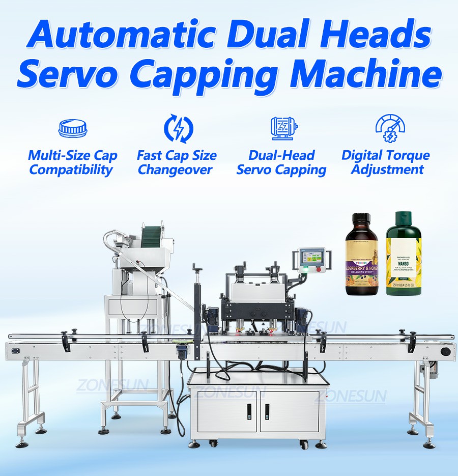 Máquina taponadora de botellas servo automática con alimentador de tapas Máquina taponadora de botellas servo automática con alimentador de tapas