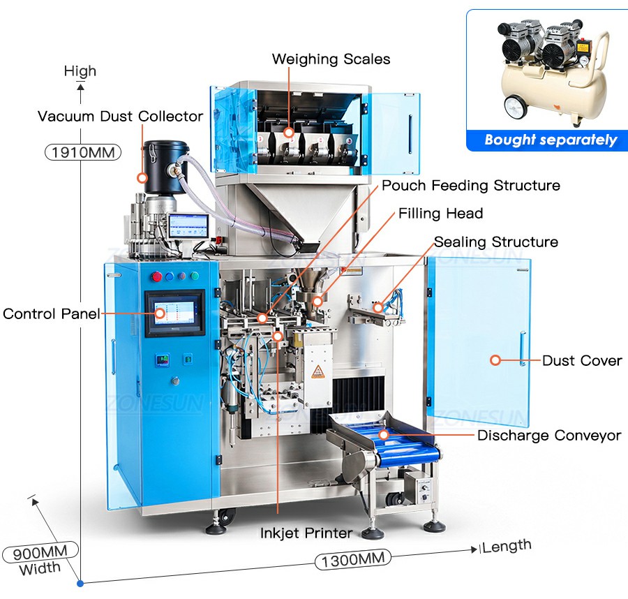 Compact Premade Pouch Packing Machine For Granules Compact Premade Pouch Packing Machine For Granules