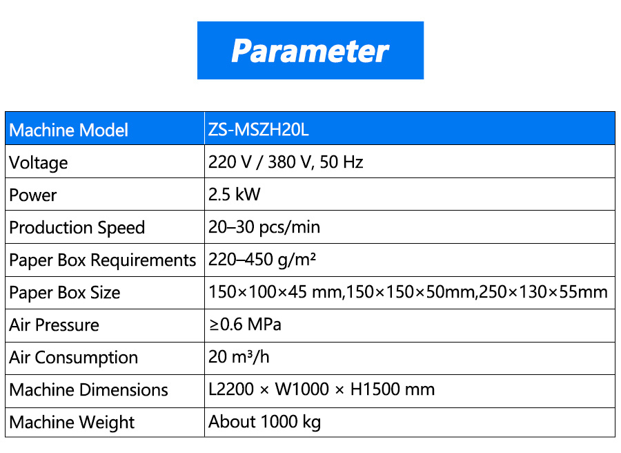 Parameter Of Shipping Box Folding Machine Parameter Of Shipping Box Folding Machine