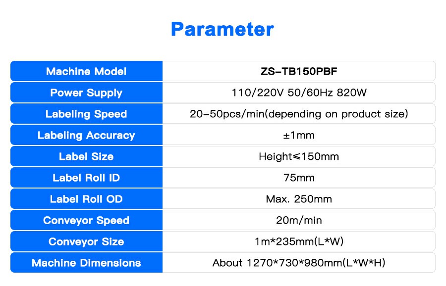 Parameter Of Zipper Bag Labeling Machine Parameter Of Zipper Bag Labeling Machine