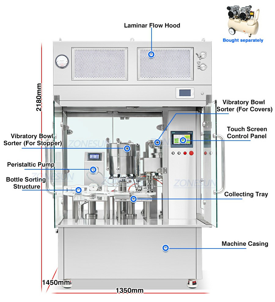 Vial Filling Capping Machine With Laminar Flow Hood Vial Filling Capping Machine With Laminar Flow Hood