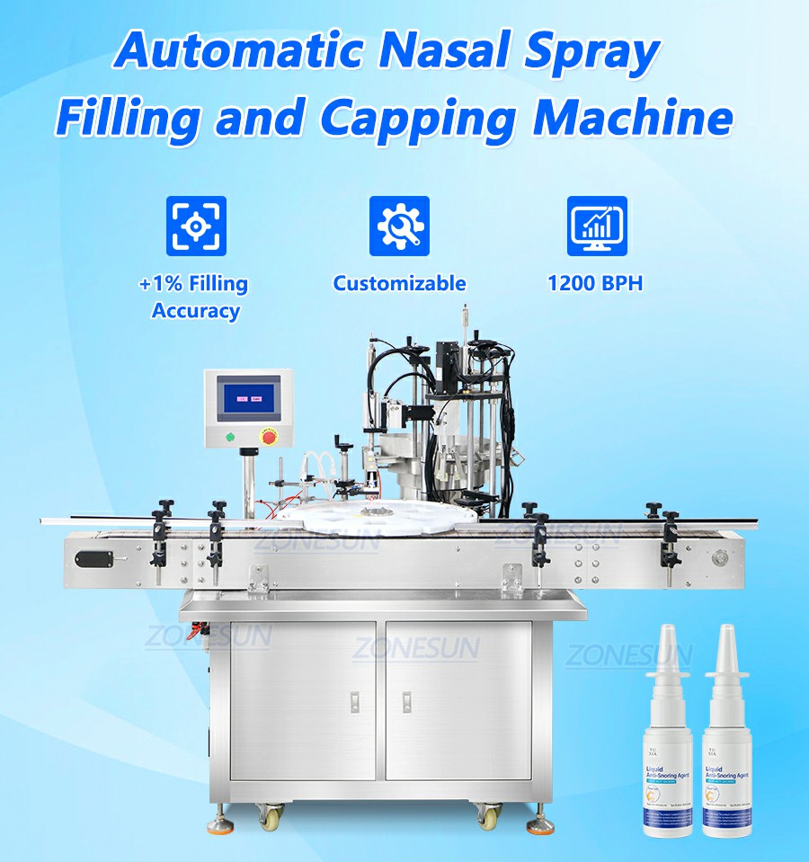 Máquina automática de llenado y tapado para sprays nasales salinos Máquina automática de llenado y tapado para sprays nasales salinos